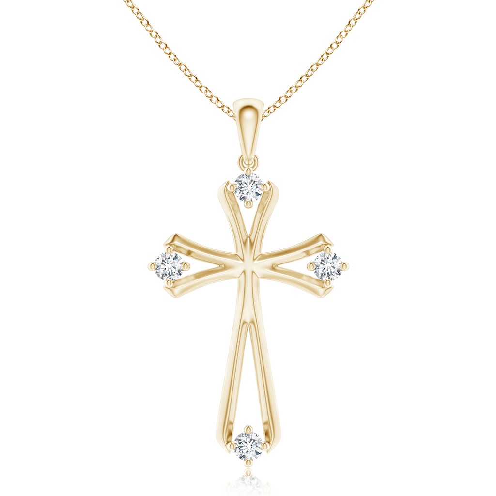 2.3mm GVS2 Diamond Knife-Edged Budded Cross Pendant in Yellow Gold