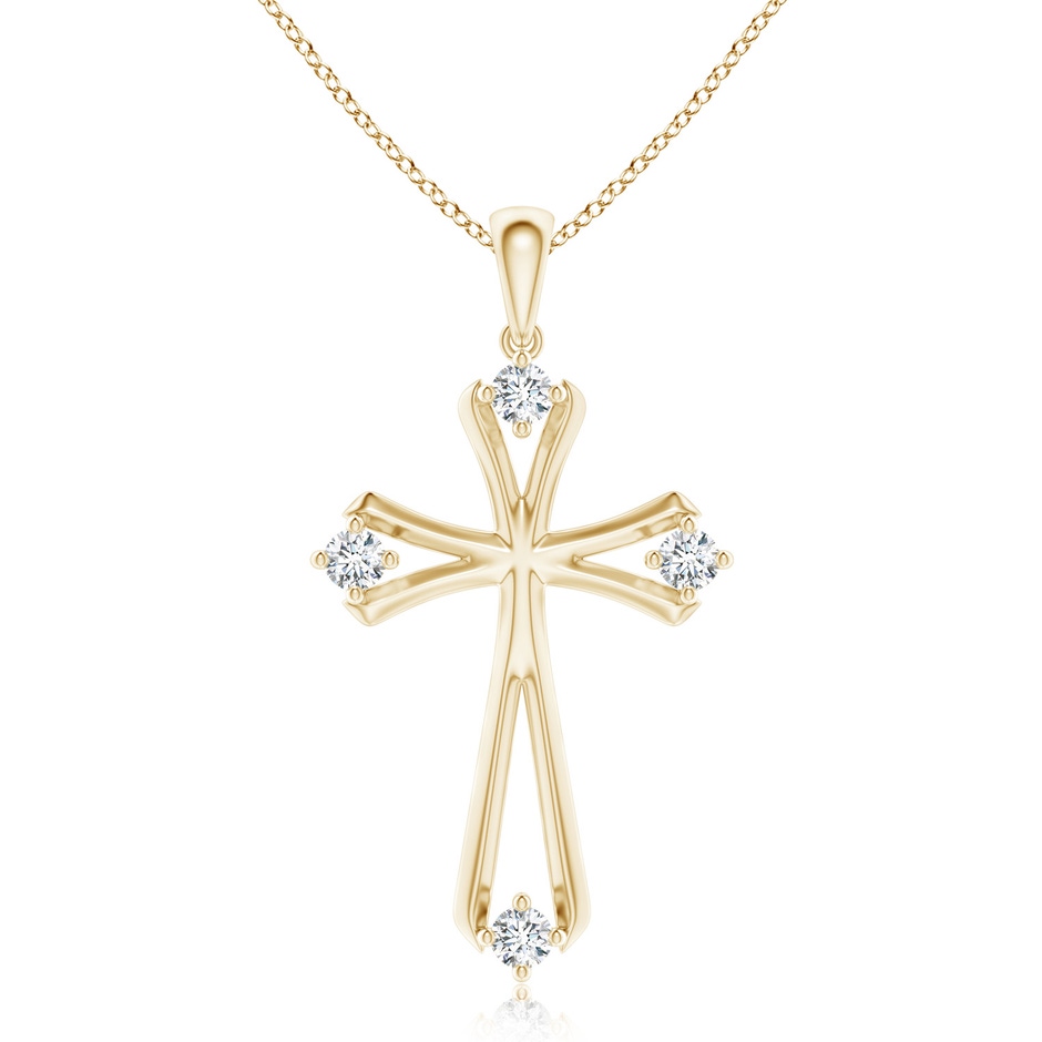 2.3mm GVS2 Diamond Knife-Edged Budded Cross Pendant in Yellow Gold 