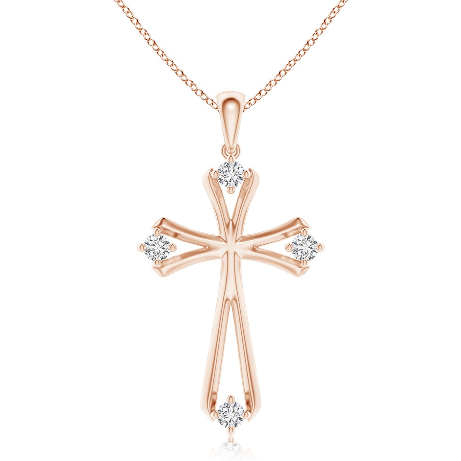 2.3mm HSI2 Diamond Knife-Edged Budded Cross Pendant in Rose Gold 