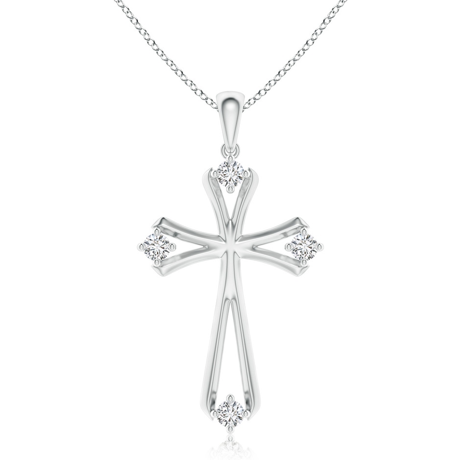 2.3mm HSI2 Diamond Knife-Edged Budded Cross Pendant in White Gold 
