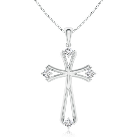 2.3mm HSI2 Diamond Knife-Edged Budded Cross Pendant in White Gold