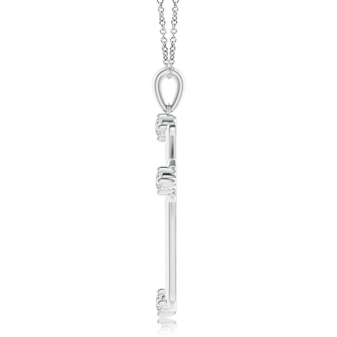 2.3mm HSI2 Diamond Knife-Edged Budded Cross Pendant in White Gold