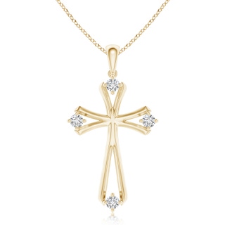 2.3mm HSI2 Diamond Knife-Edged Budded Cross Pendant in Yellow Gold