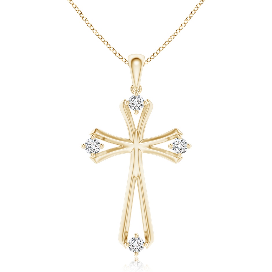 2.3mm HSI2 Diamond Knife-Edged Budded Cross Pendant in Yellow Gold 