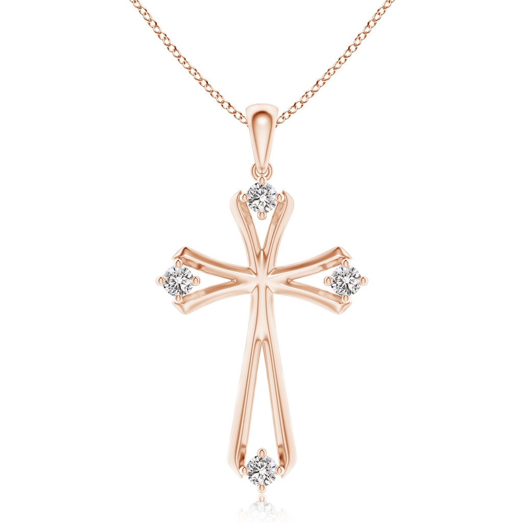 2.3mm IJI1I2 Diamond Knife-Edged Budded Cross Pendant in Rose Gold