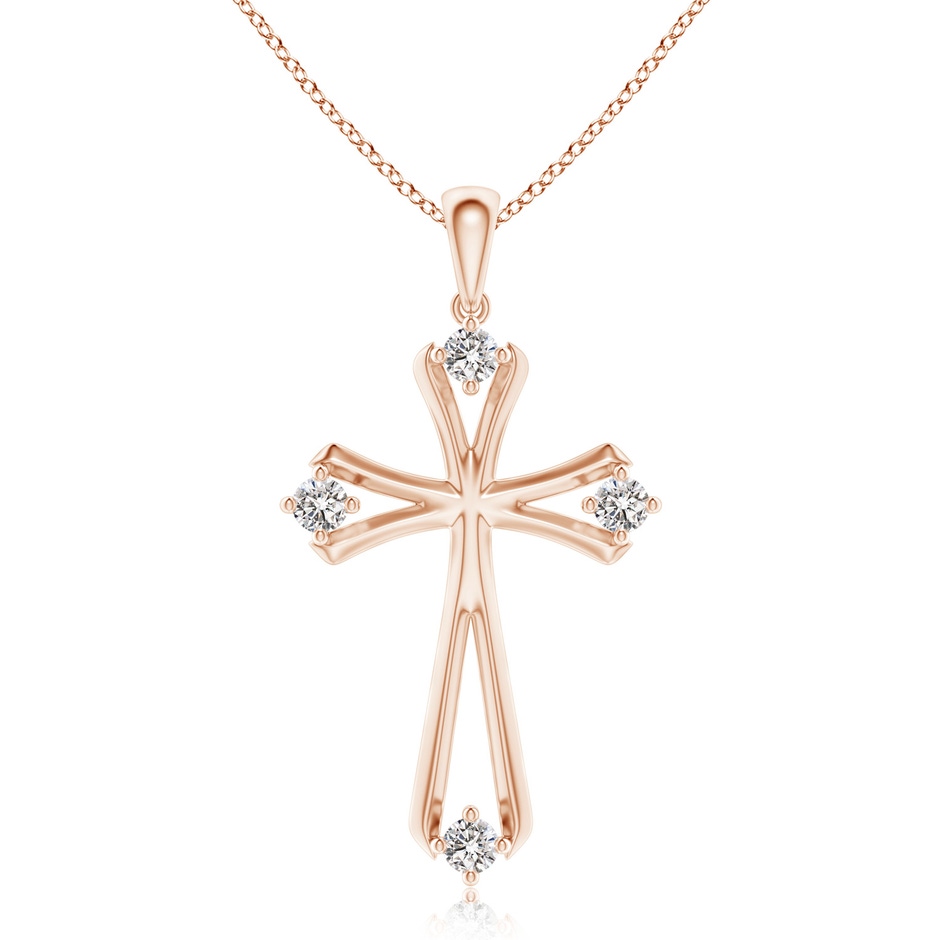 2.3mm IJI1I2 Diamond Knife-Edged Budded Cross Pendant in Rose Gold 