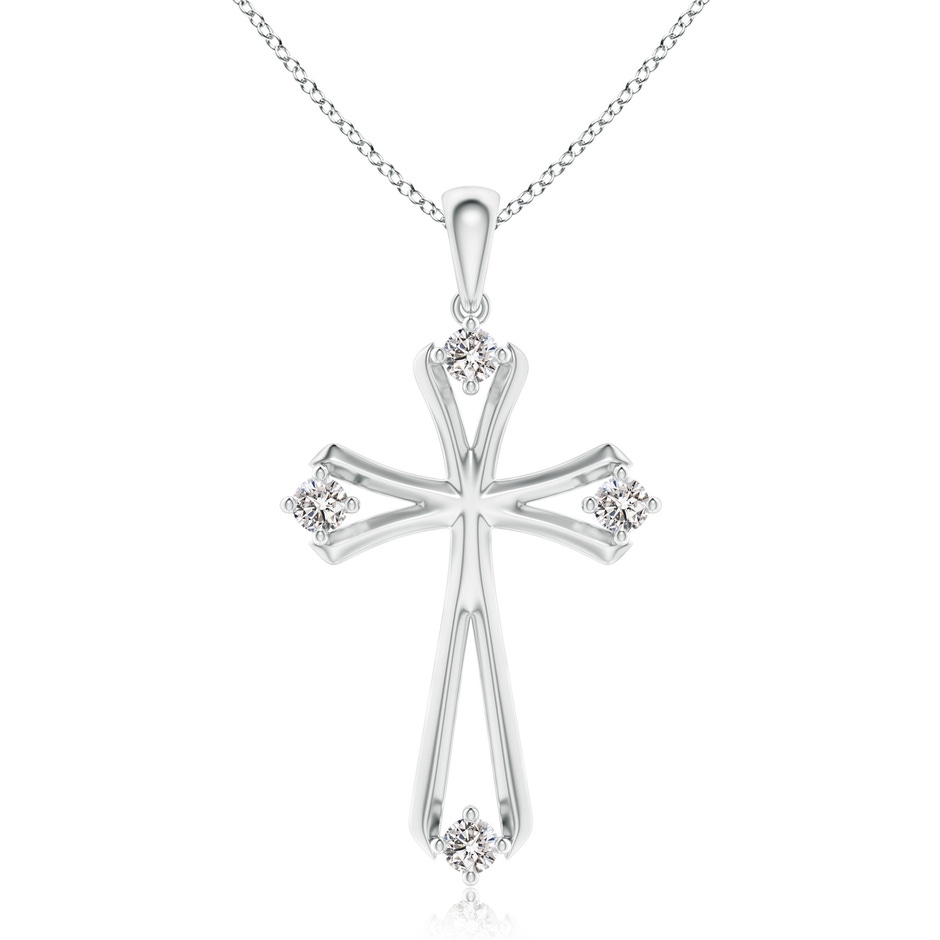 2.3mm IJI1I2 Diamond Knife-Edged Budded Cross Pendant in White Gold 