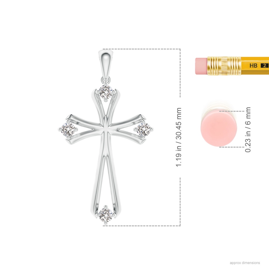 2.3mm IJI1I2 Diamond Knife-Edged Budded Cross Pendant in White Gold ruler