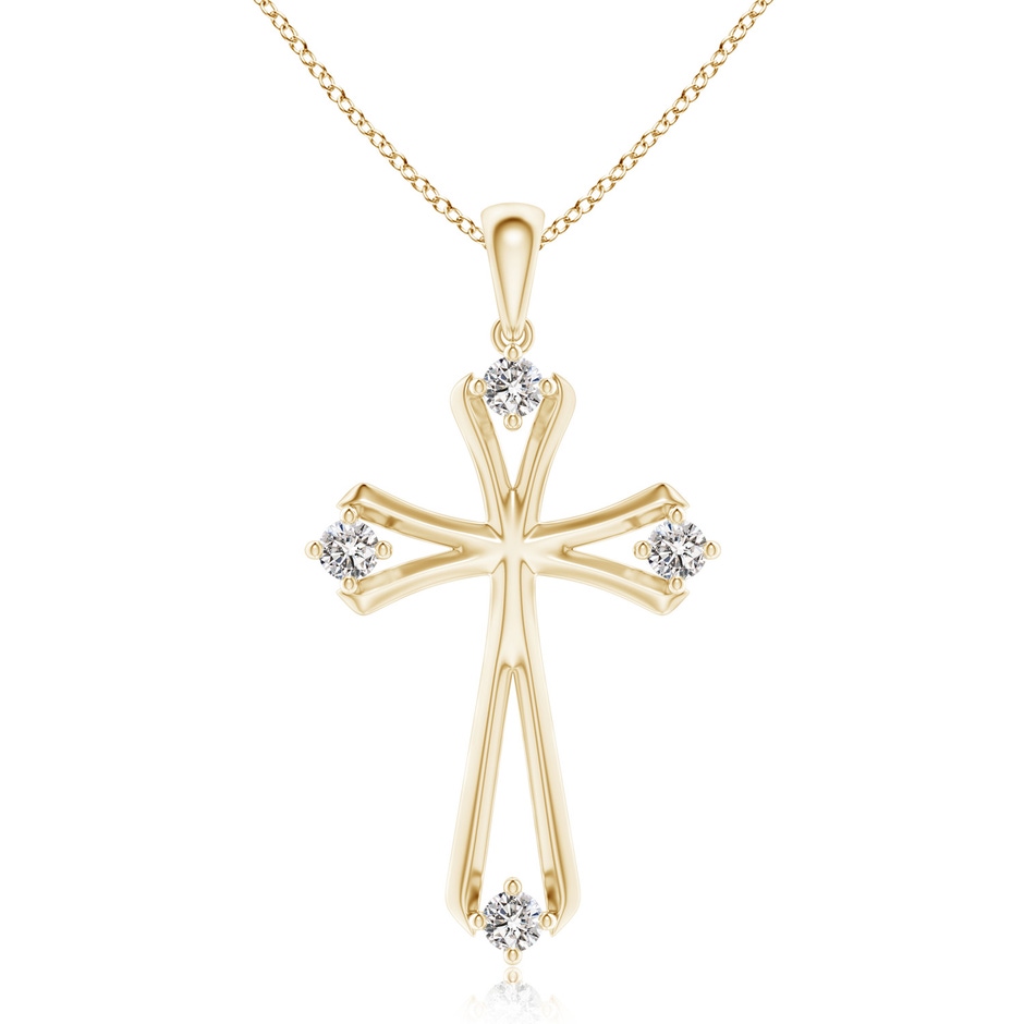 2.3mm IJI1I2 Diamond Knife-Edged Budded Cross Pendant in Yellow Gold 
