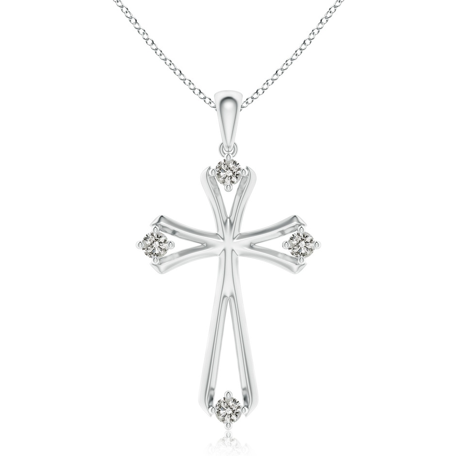 2.3mm KI3 Diamond Knife-Edged Budded Cross Pendant in White Gold 