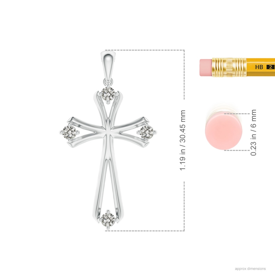 2.3mm KI3 Diamond Knife-Edged Budded Cross Pendant in White Gold ruler