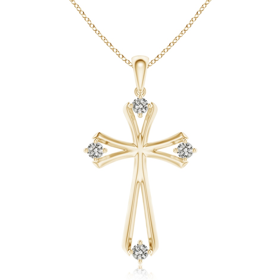 2.3mm KI3 Diamond Knife-Edged Budded Cross Pendant in Yellow Gold 