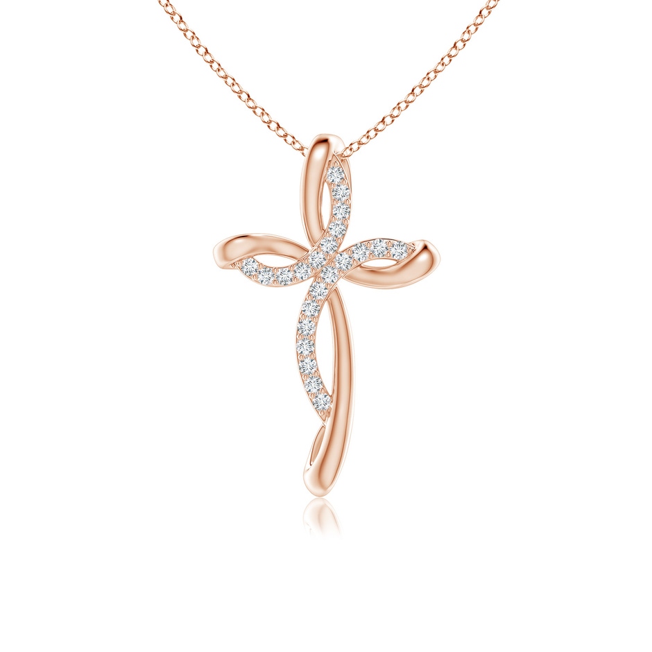 1.1mm GVS2 Diamond Ribbon Cross Pendant in 18K Rose Gold 