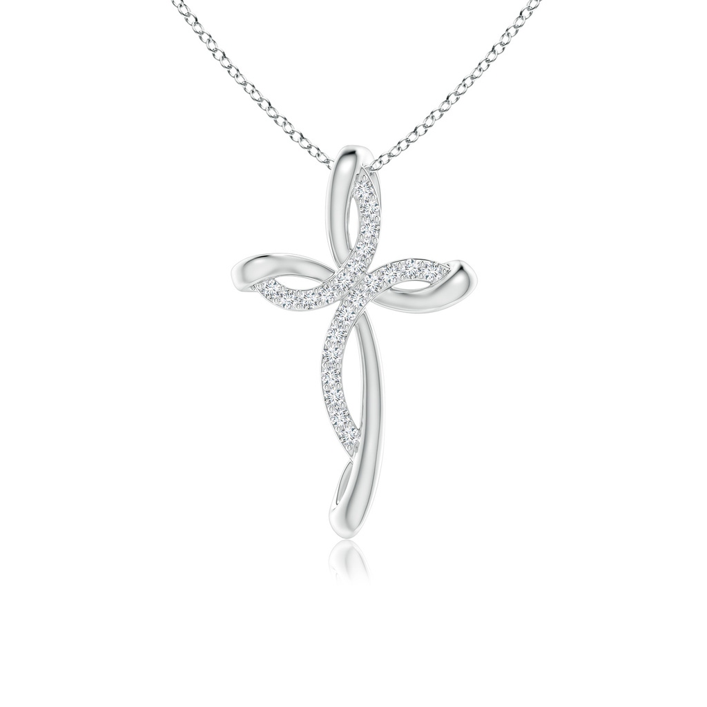 1.1mm GVS2 Diamond Ribbon Cross Pendant in 18K White Gold