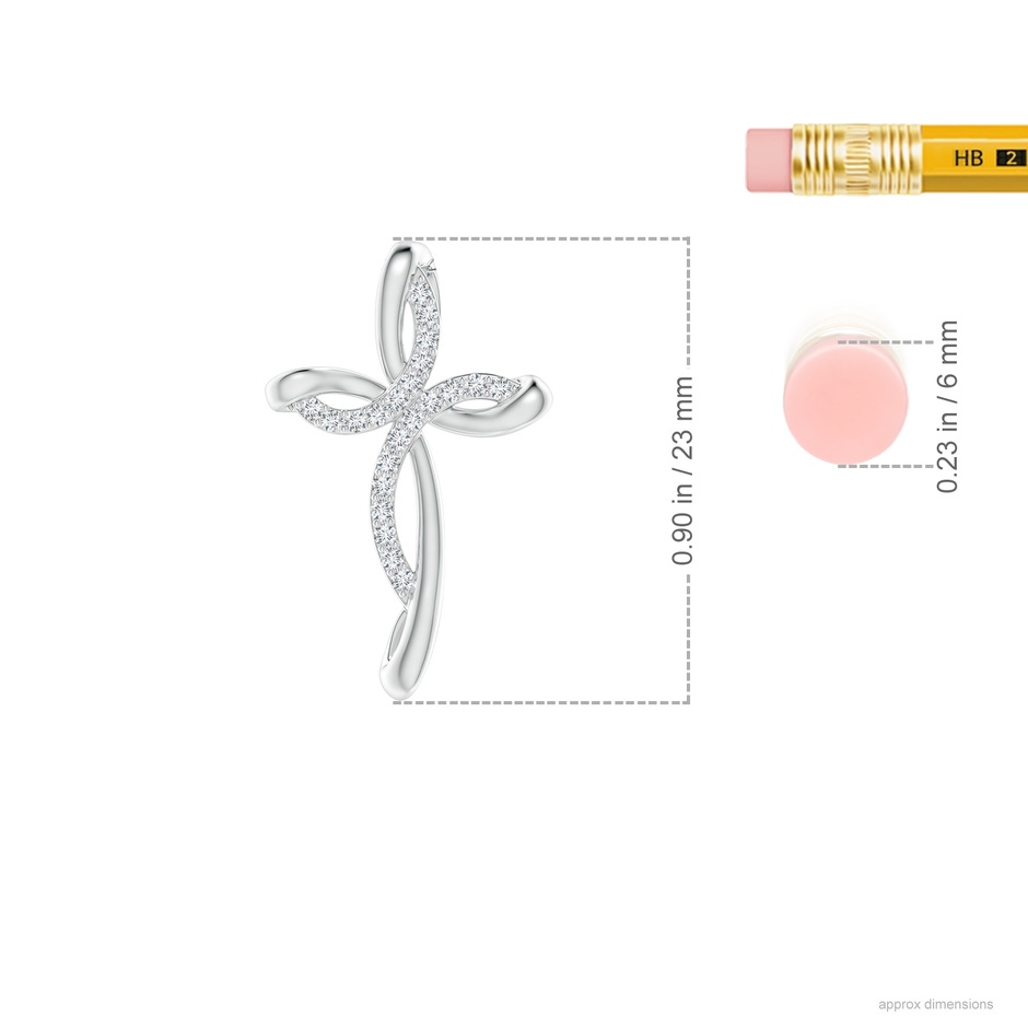 1.1mm GVS2 Diamond Ribbon Cross Pendant in 18K White Gold ruler