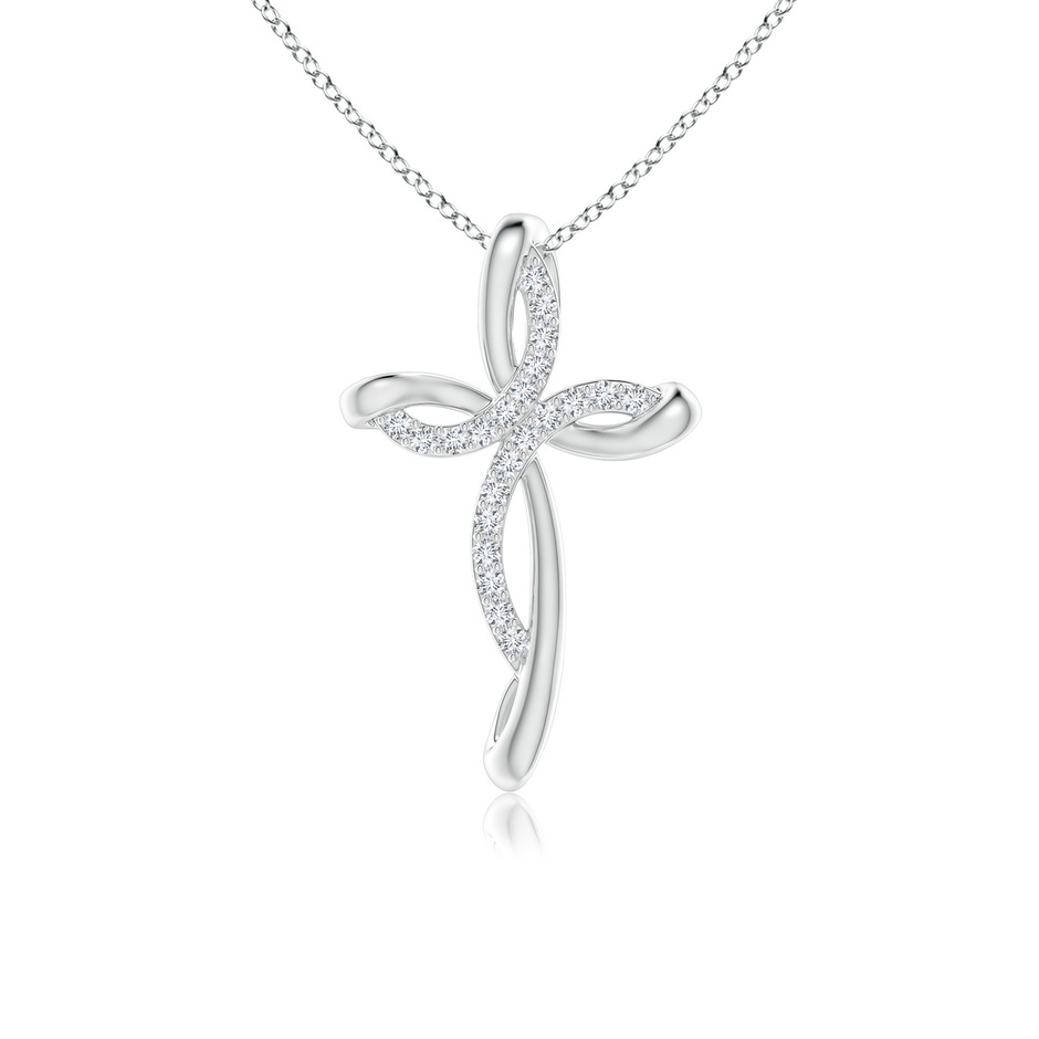 1.1mm GVS2 Diamond Ribbon Cross Pendant in White Gold 