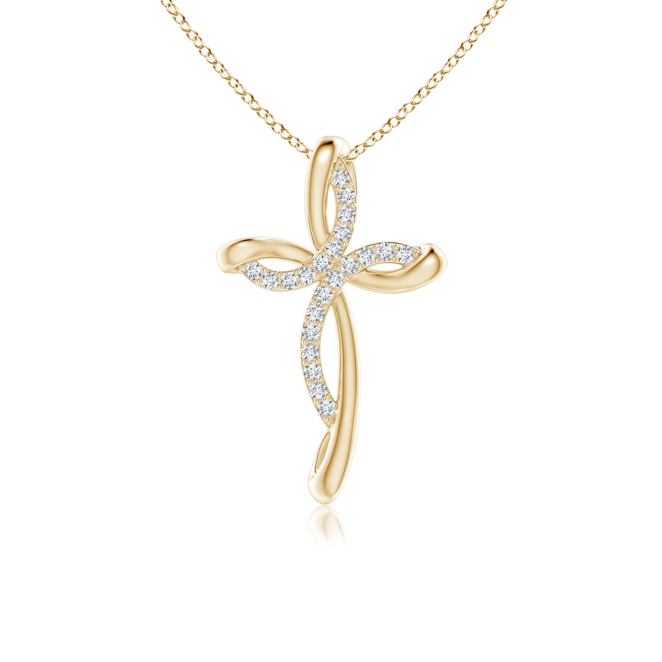 1.1mm GVS2 Diamond Ribbon Cross Pendant in Yellow Gold 