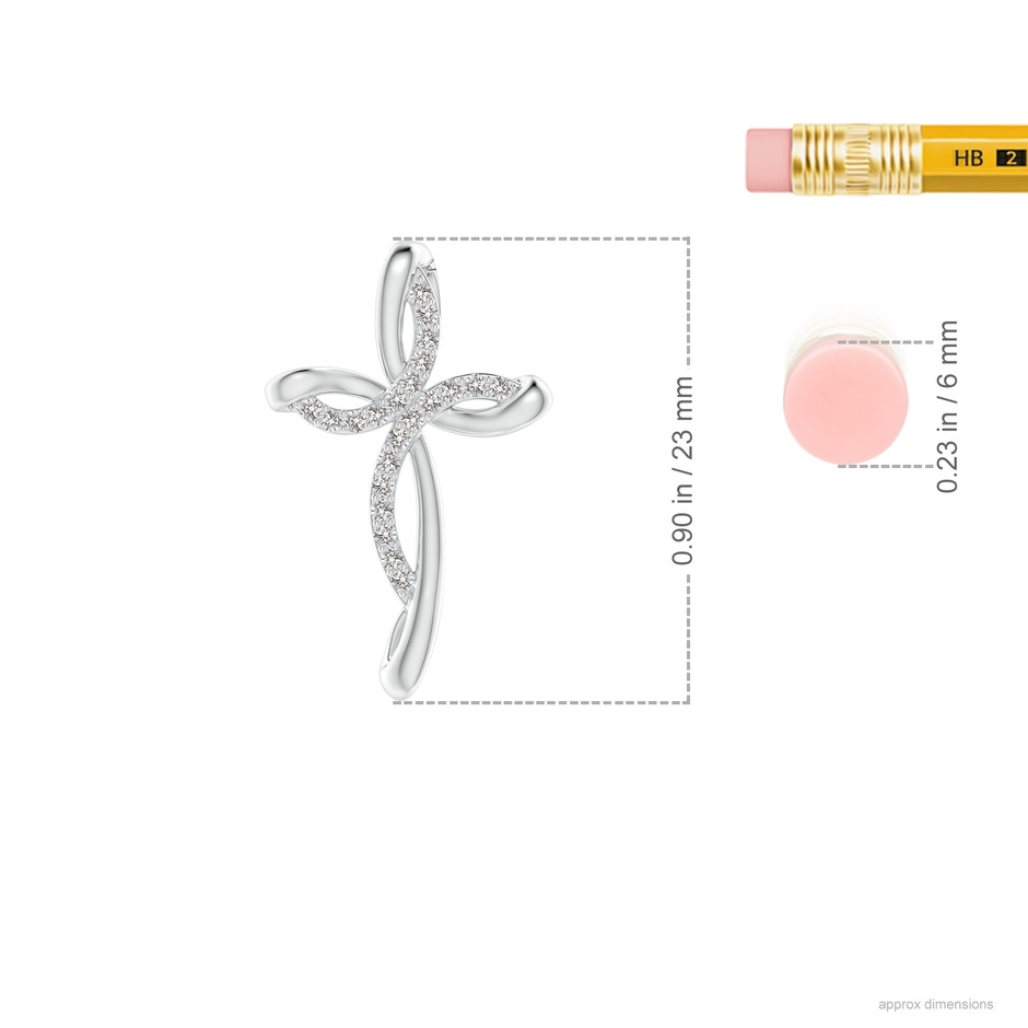1.1mm IJI1I2 Diamond Ribbon Cross Pendant in White Gold ruler