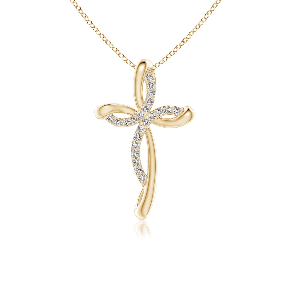 1.1mm IJI1I2 Diamond Ribbon Cross Pendant in Yellow Gold 