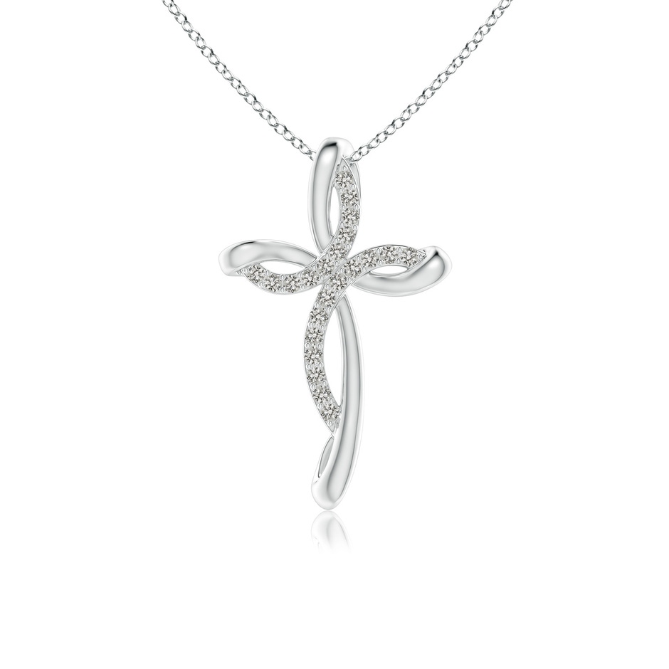 1.1mm KI3 Diamond Ribbon Cross Pendant in White Gold 