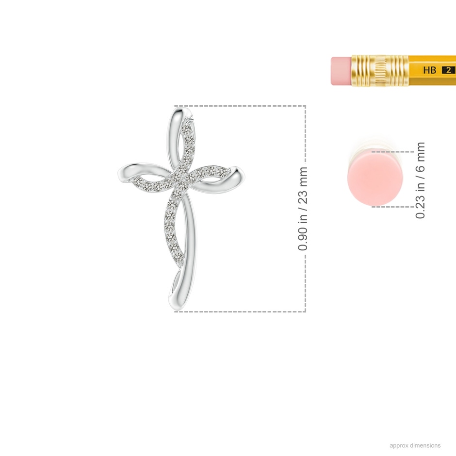 1.1mm KI3 Diamond Ribbon Cross Pendant in White Gold ruler