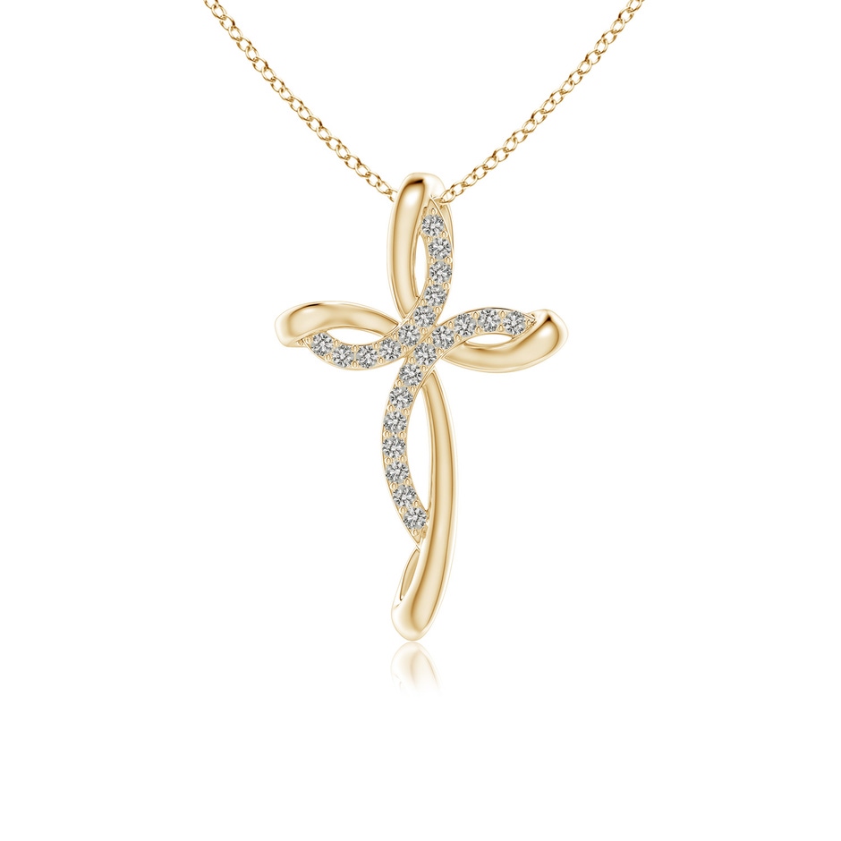1.1mm KI3 Diamond Ribbon Cross Pendant in Yellow Gold 