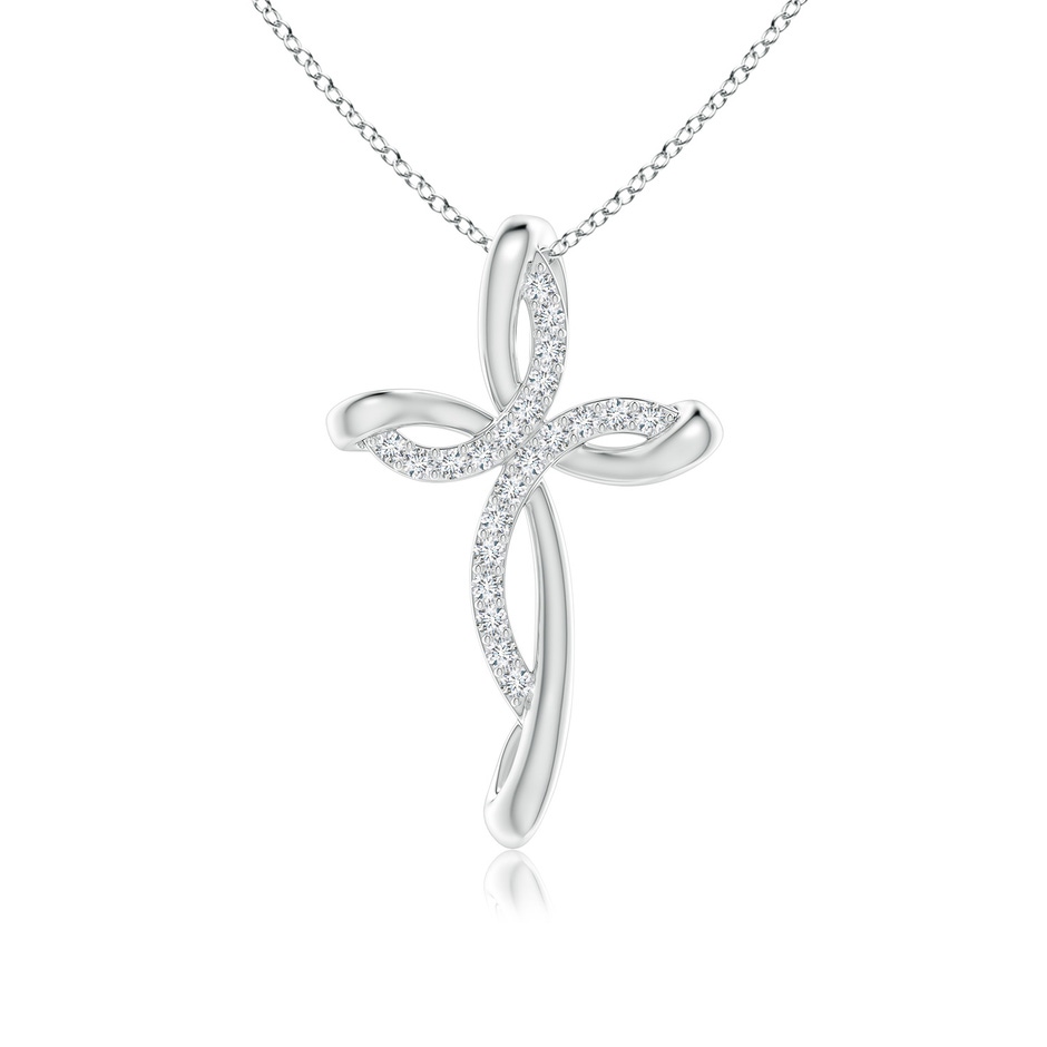 1.2mm GVS2 Diamond Ribbon Cross Pendant in White Gold 