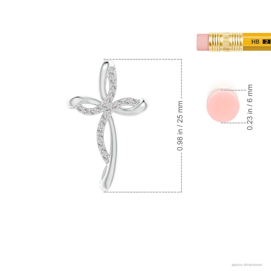 1.2mm IJI1I2 Diamond Ribbon Cross Pendant in 18K White Gold ruler