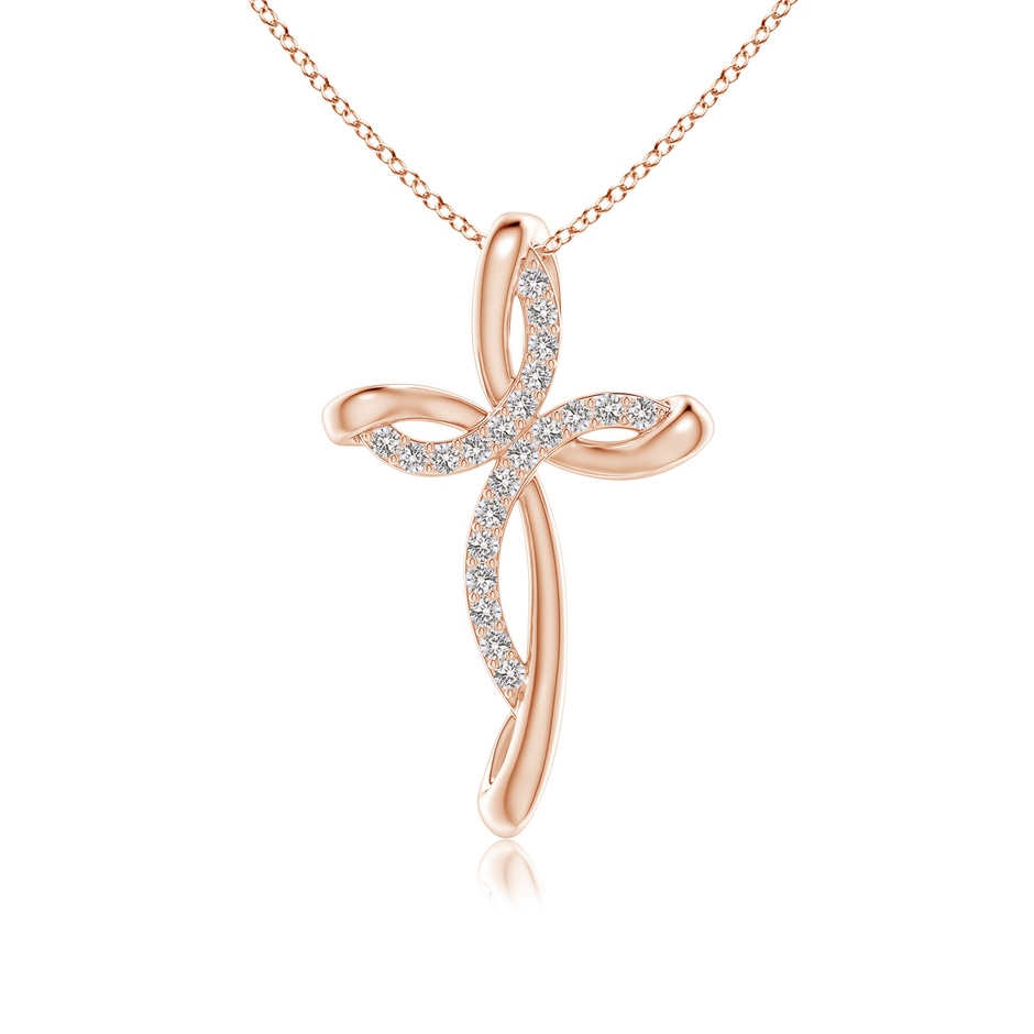 1.2mm IJI1I2 Diamond Ribbon Cross Pendant in Rose Gold 