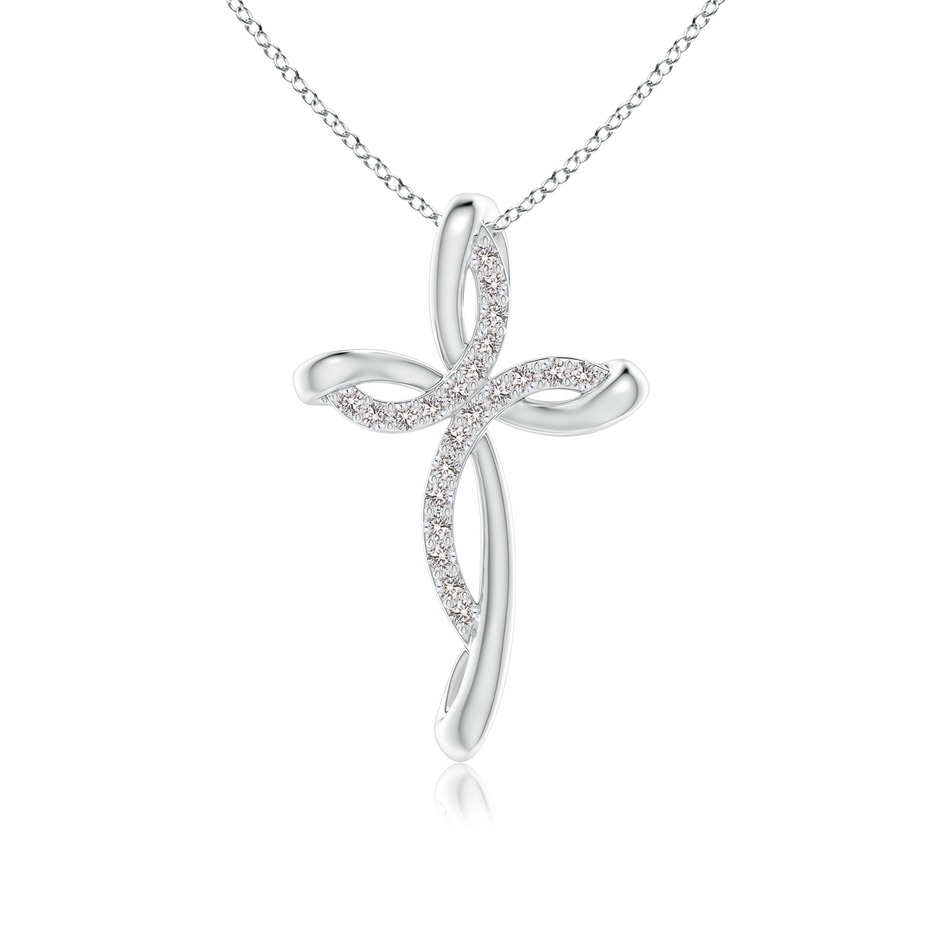 1.2mm IJI1I2 Diamond Ribbon Cross Pendant in White Gold 
