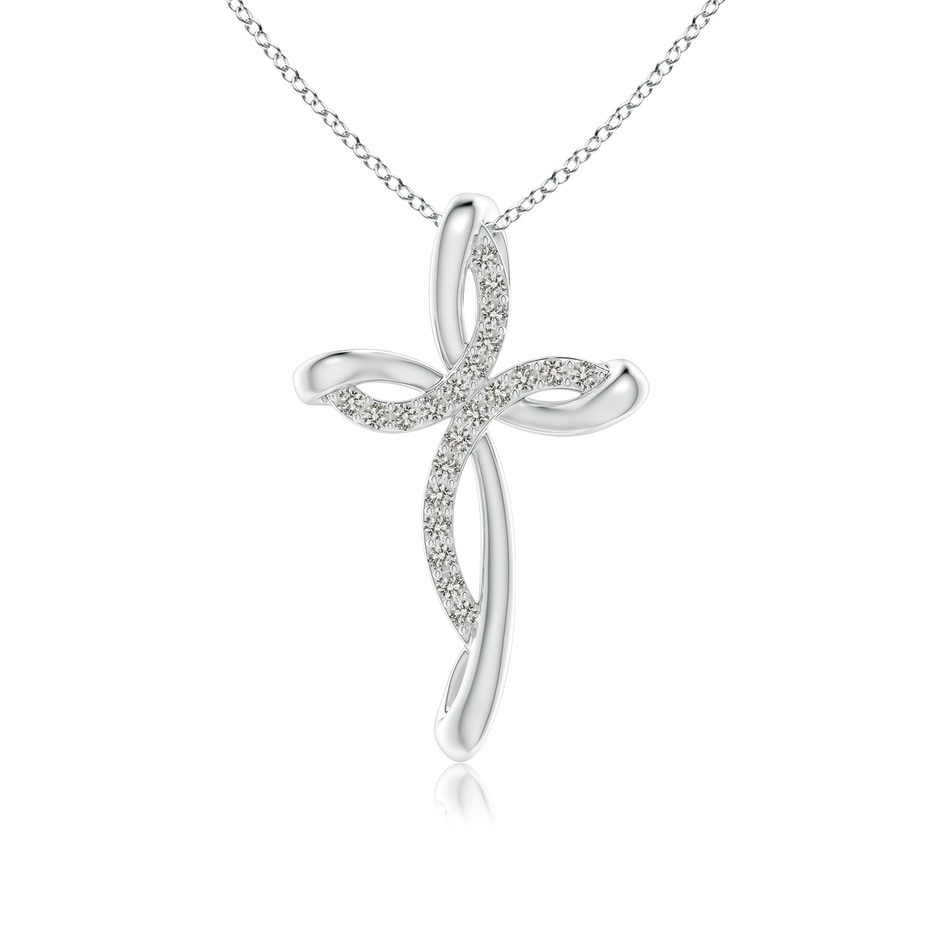 1.2mm KI3 Diamond Ribbon Cross Pendant in White Gold 