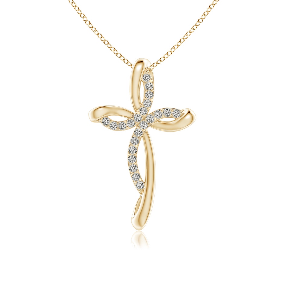 1.2mm KI3 Diamond Ribbon Cross Pendant in Yellow Gold 