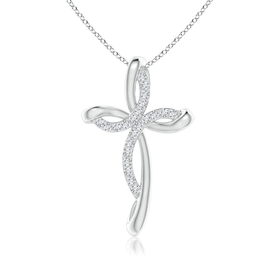 1.3mm GVS2 Diamond Ribbon Cross Pendant in White Gold 