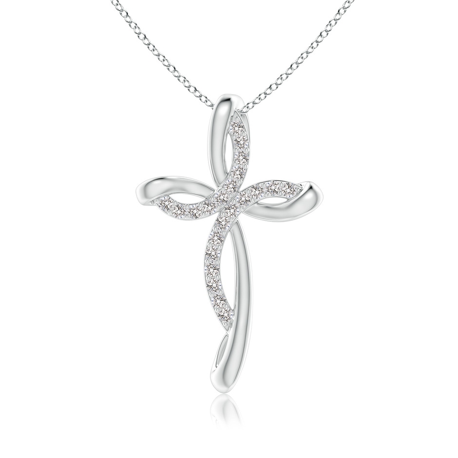 1.3mm IJI1I2 Diamond Ribbon Cross Pendant in 18K White Gold 