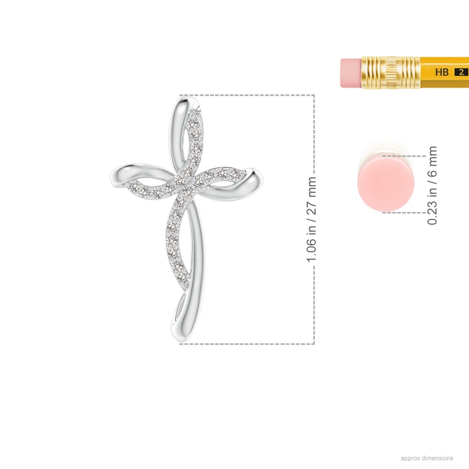 1.3mm IJI1I2 Diamond Ribbon Cross Pendant in 18K White Gold ruler