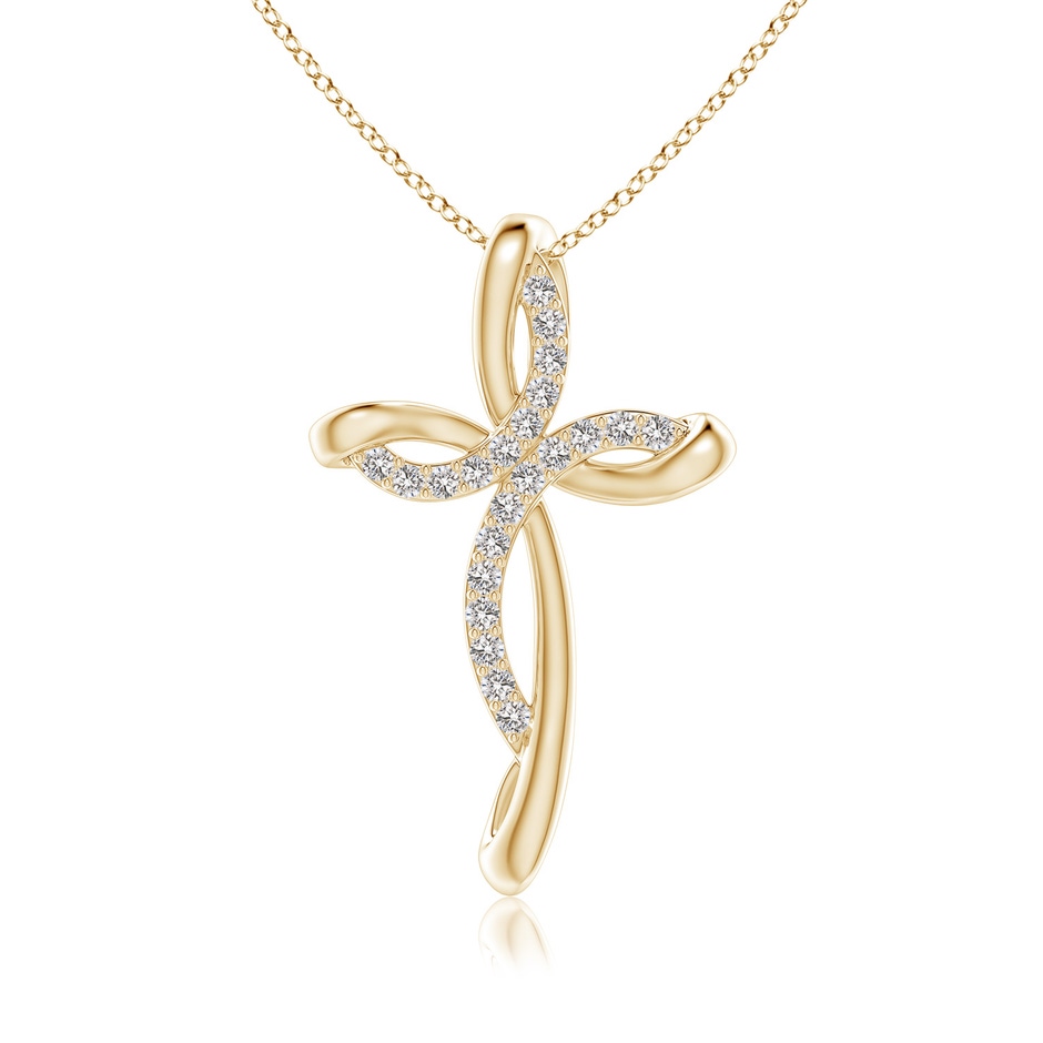 1.3mm IJI1I2 Diamond Ribbon Cross Pendant in 18K Yellow Gold 
