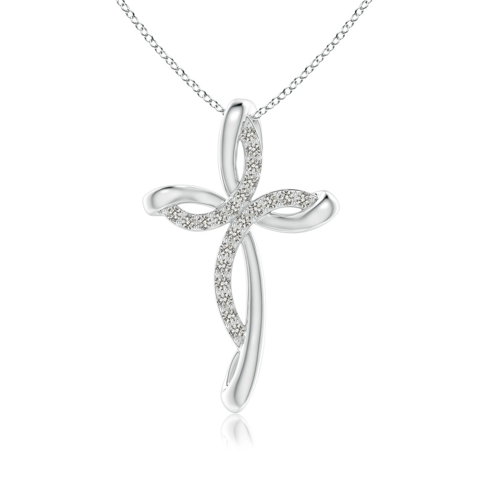 1.3mm KI3 Diamond Ribbon Cross Pendant in White Gold 