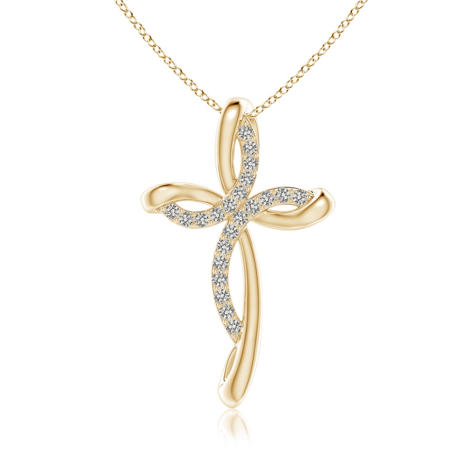 1.3mm KI3 Diamond Ribbon Cross Pendant in Yellow Gold 