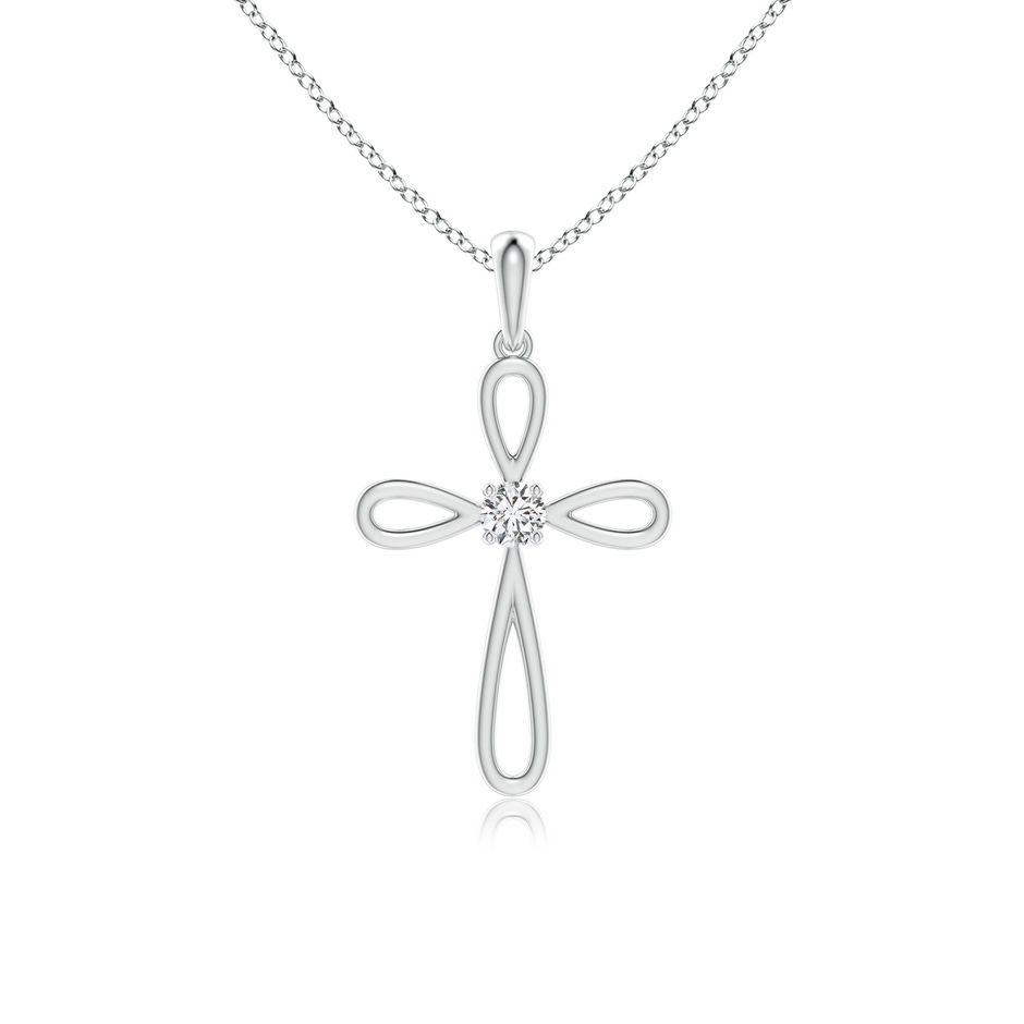2.3mm GVS2 Solitaire Diamond Bow Cross Pendant in P950 Platinum 