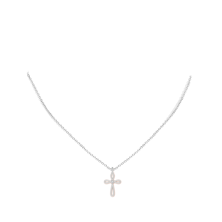 2.3mm GVS2 Solitaire Diamond Bow Cross Pendant in P950 Platinum body-neck