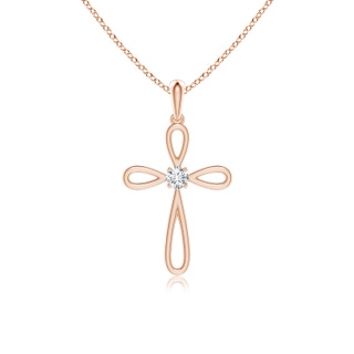 2.3mm GVS2 Solitaire Diamond Bow Cross Pendant in Rose Gold