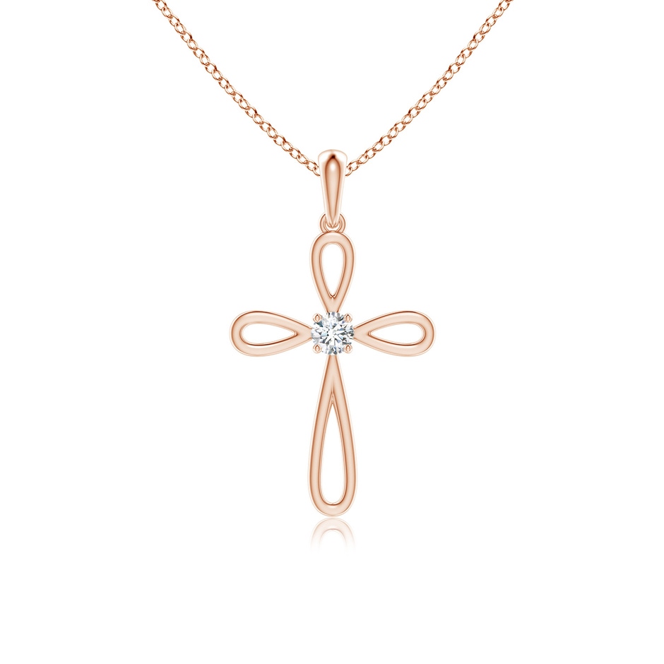 2.3mm GVS2 Solitaire Diamond Bow Cross Pendant in Rose Gold 