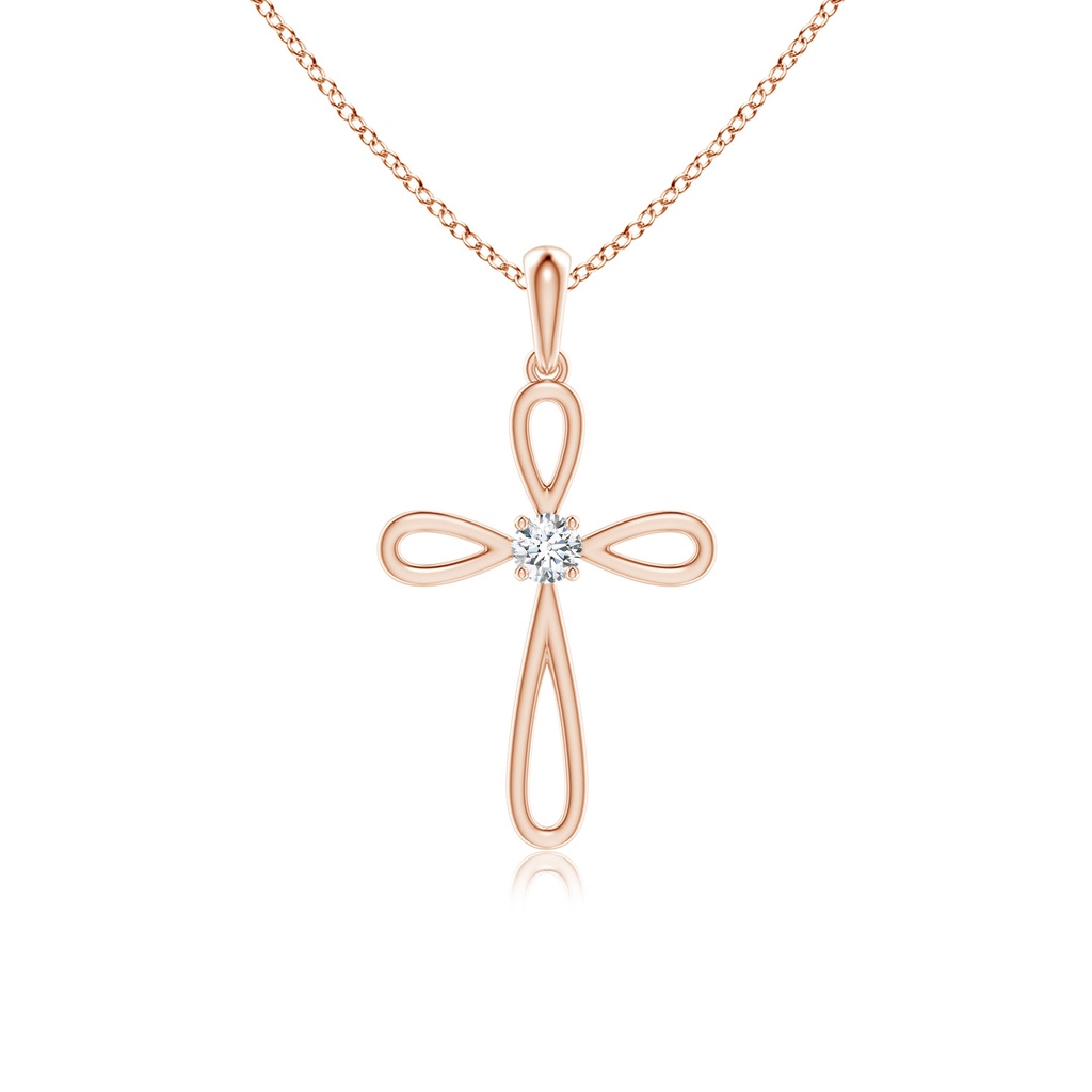 2.3mm GVS2 Solitaire Diamond Bow Cross Pendant in Rose Gold