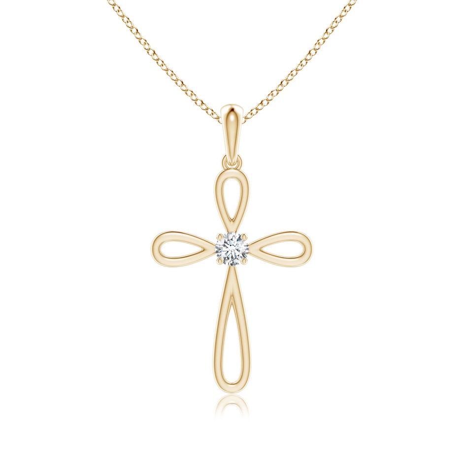 2.6mm GVS2 Solitaire Diamond Bow Cross Pendant in Yellow Gold 