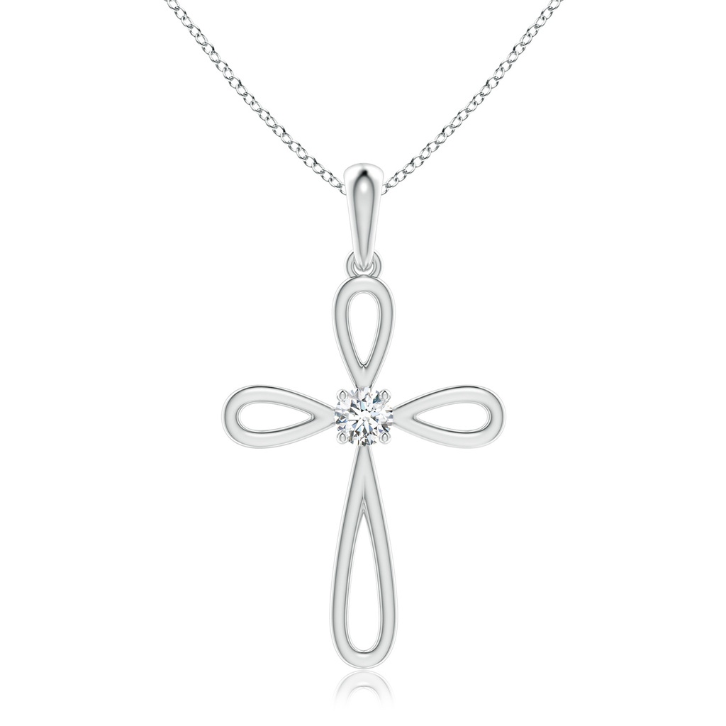 2.9mm GVS2 Solitaire Diamond Bow Cross Pendant in P950 Platinum