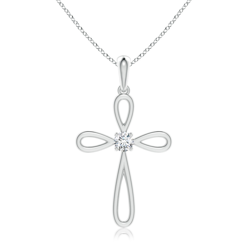 2.9mm GVS2 Solitaire Diamond Bow Cross Pendant in P950 Platinum 