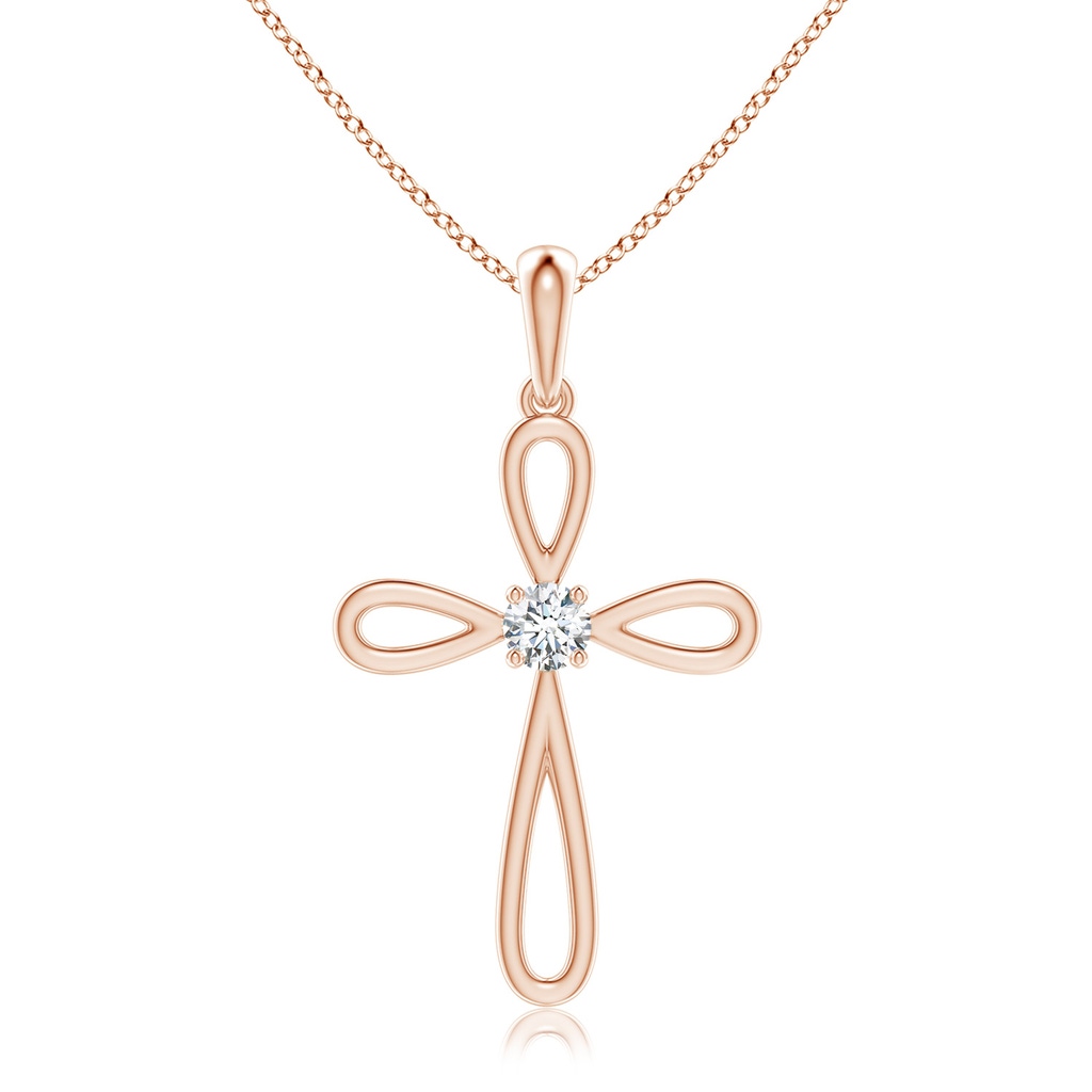 2.9mm GVS2 Solitaire Diamond Bow Cross Pendant in Rose Gold