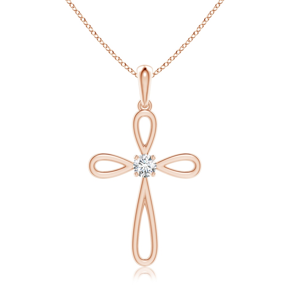 2.9mm GVS2 Solitaire Diamond Bow Cross Pendant in Rose Gold 