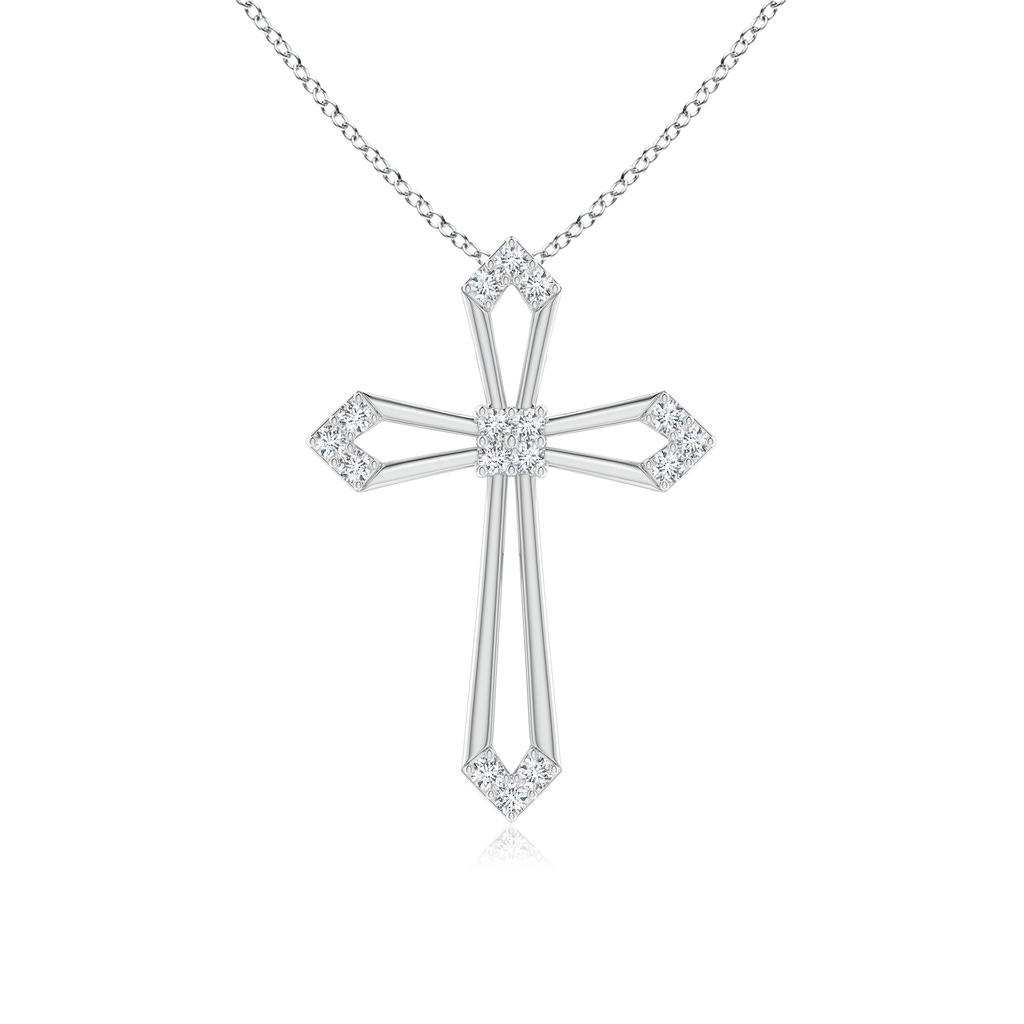 1.2mm GVS2 Pointed Open Cross Pendant with Diamond Accents in P950 Platinum