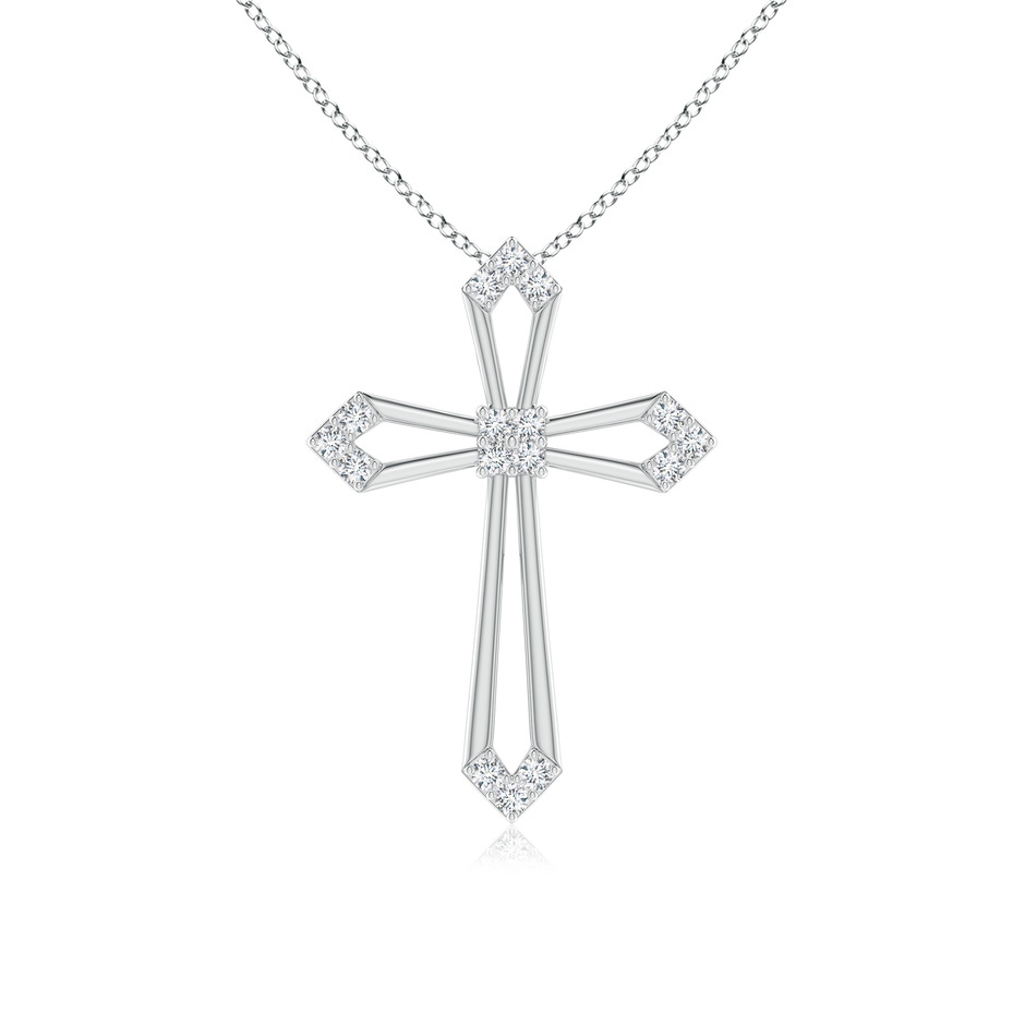 1.2mm GVS2 Pointed Open Cross Pendant with Diamond Accents in P950 Platinum 